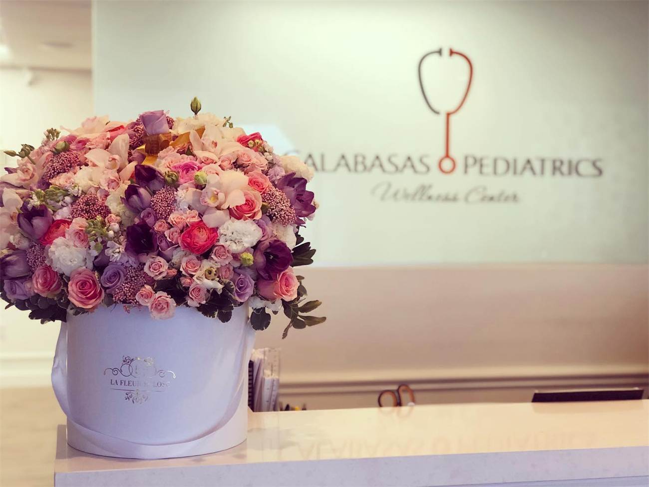 Reception and welcome desk at the Calabasas Pediatrics Wellness Center